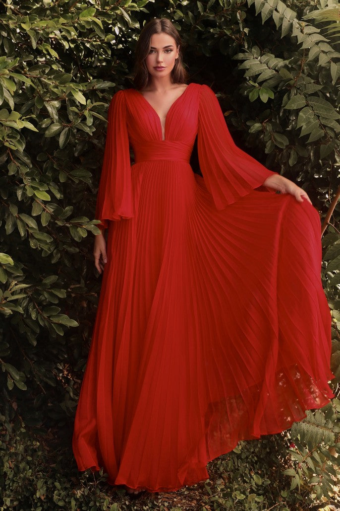Red Georgette Net Cape Style Gown Designer Couture 168GW02